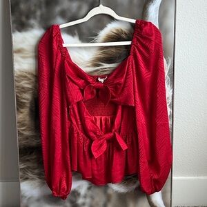 Tularosa Red Blouse with Bow Accents